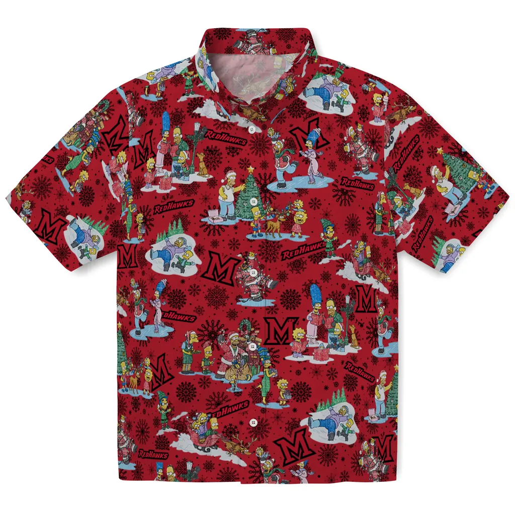 Miami RedHawks Hawaiian Shirt - Simpsons Christmas miami redhawks simpsons christmas red hawaiian shirts best selling