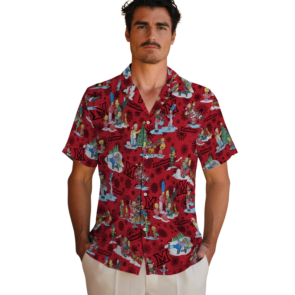 Miami RedHawks Hawaiian Shirt - Simpsons Christmas miami redhawks simpsons christmas red hawaiian shirts fashion forward