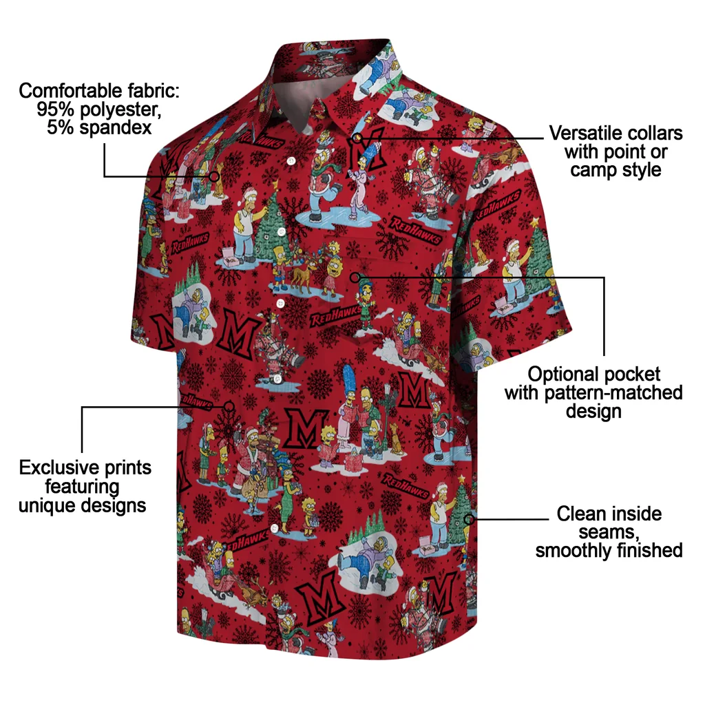 Miami RedHawks Hawaiian Shirt - Simpsons Christmas miami redhawks simpsons christmas red hawaiian shirts new arrival