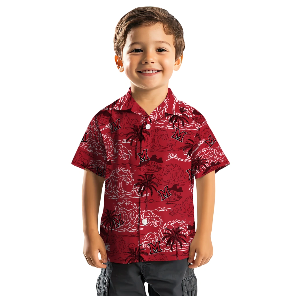 Miami RedHawks Hawaiian Shirt - Wave Palm miami redhawks wave palm red hawaiian shirts top rated