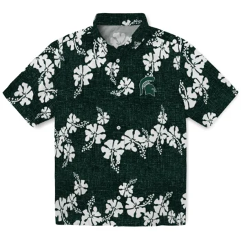michigan state spartans hibiscus petals green hawaiian shirts best selling