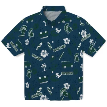 michigan state spartans beach vibe navy hawaiian shirts best selling