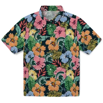 michigan state spartans brilliant hibiscus garden hawaiian shirts best selling