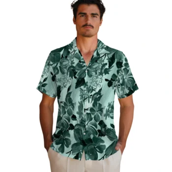 michigan state spartans hibiscus arrangement green hawaiian shirts fashion forward