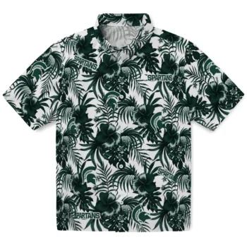 michigan state spartans hibiscus exotic green hawaiian shirts best selling