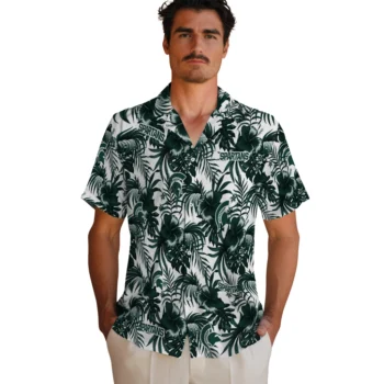 michigan state spartans hibiscus exotic green hawaiian shirts fashion forward