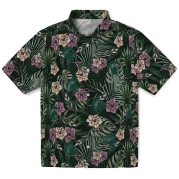michigan state spartans hibiscus leaves pattern green hawaiian shirts best selling