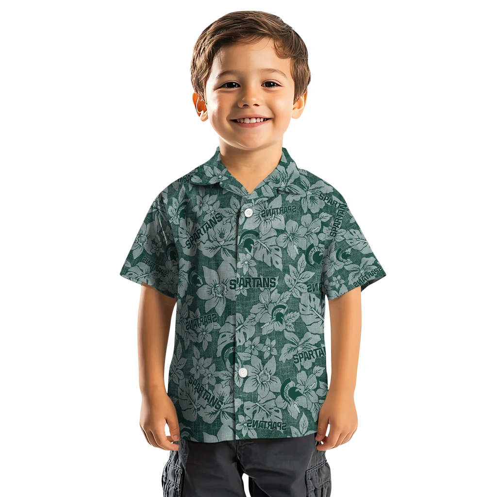 Michigan State Spartans Hawaiian Shirt - Hibiscus Oasis michigan state spartans hibiscus oasis green hawaiian shirts top rated