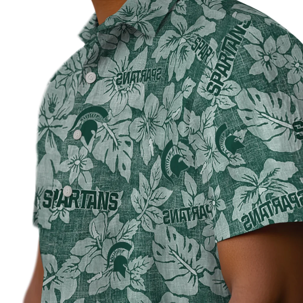 Michigan State Spartans Hawaiian Shirt - Hibiscus Oasis michigan state spartans hibiscus oasis green hawaiian shirts trendy
