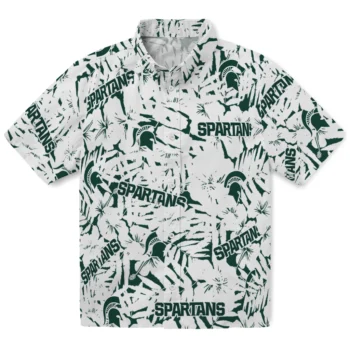 michigan state spartans hibiscus overlay hawaiian shirts best selling