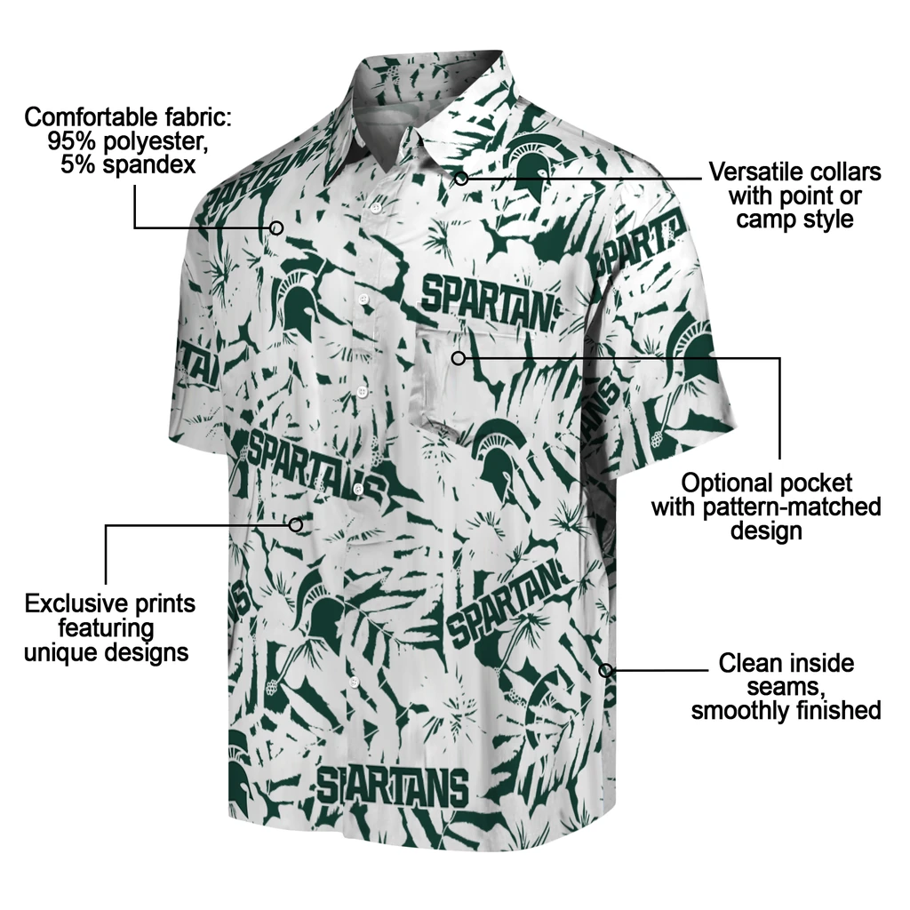 Michigan State Spartans Hawaiian Shirt - Hibiscus Overlay michigan state spartans hibiscus overlay hawaiian shirts new arrival