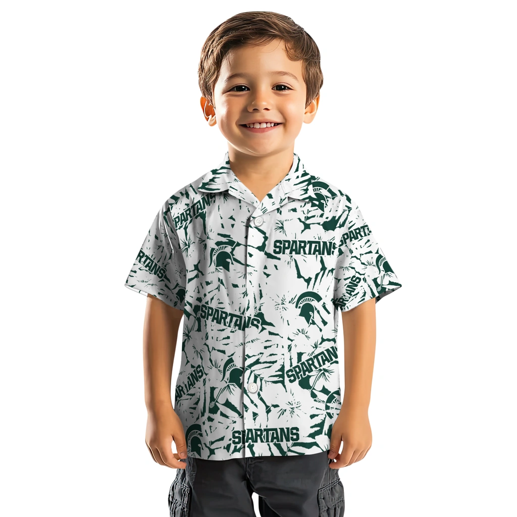Michigan State Spartans Hawaiian Shirt - Hibiscus Overlay michigan state spartans hibiscus overlay hawaiian shirts top rated