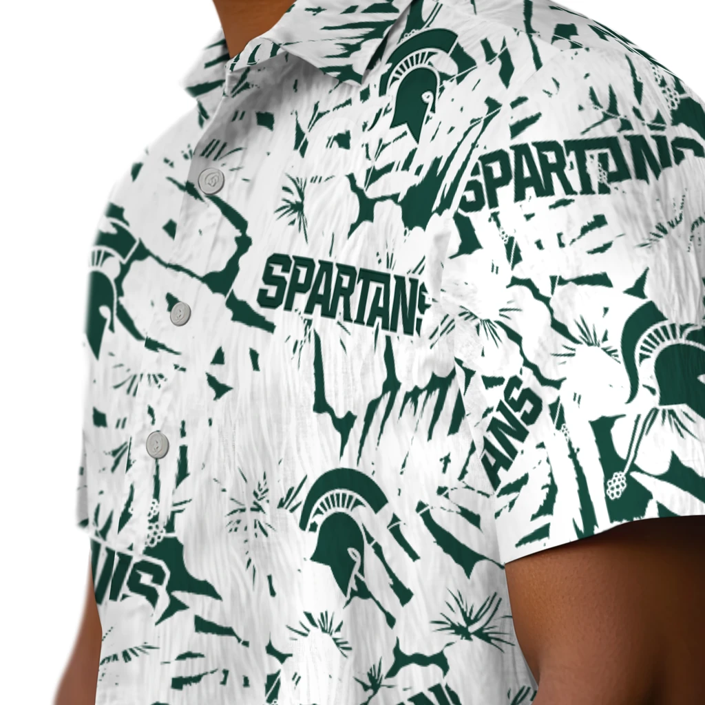 Michigan State Spartans Hawaiian Shirt - Hibiscus Overlay michigan state spartans hibiscus overlay hawaiian shirts trendy