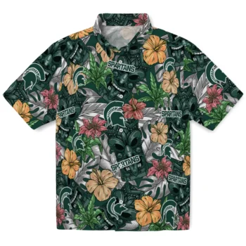 michigan state spartans tiki jungle green hawaiian shirts best selling