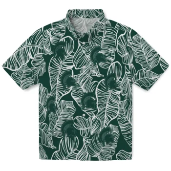 michigan state spartans leaf outline green hawaiian shirts best selling