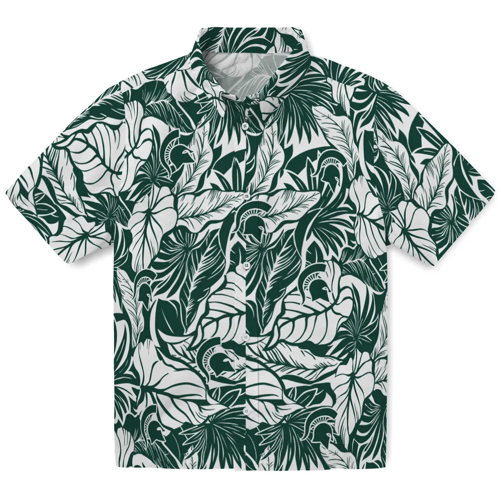 Michigan State Spartans Hawaiian Shirt - Monstera Layer michigan state spartans monstera layer green hawaiian shirts best selling