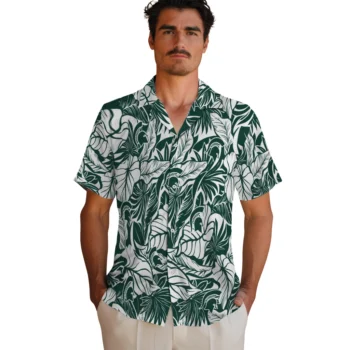 michigan state spartans monstera layer green hawaiian shirts fashion forward