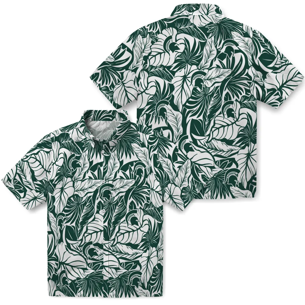 Michigan State Spartans Hawaiian Shirt - Monstera Layer michigan state spartans monstera layer green hawaiian shirts high quality