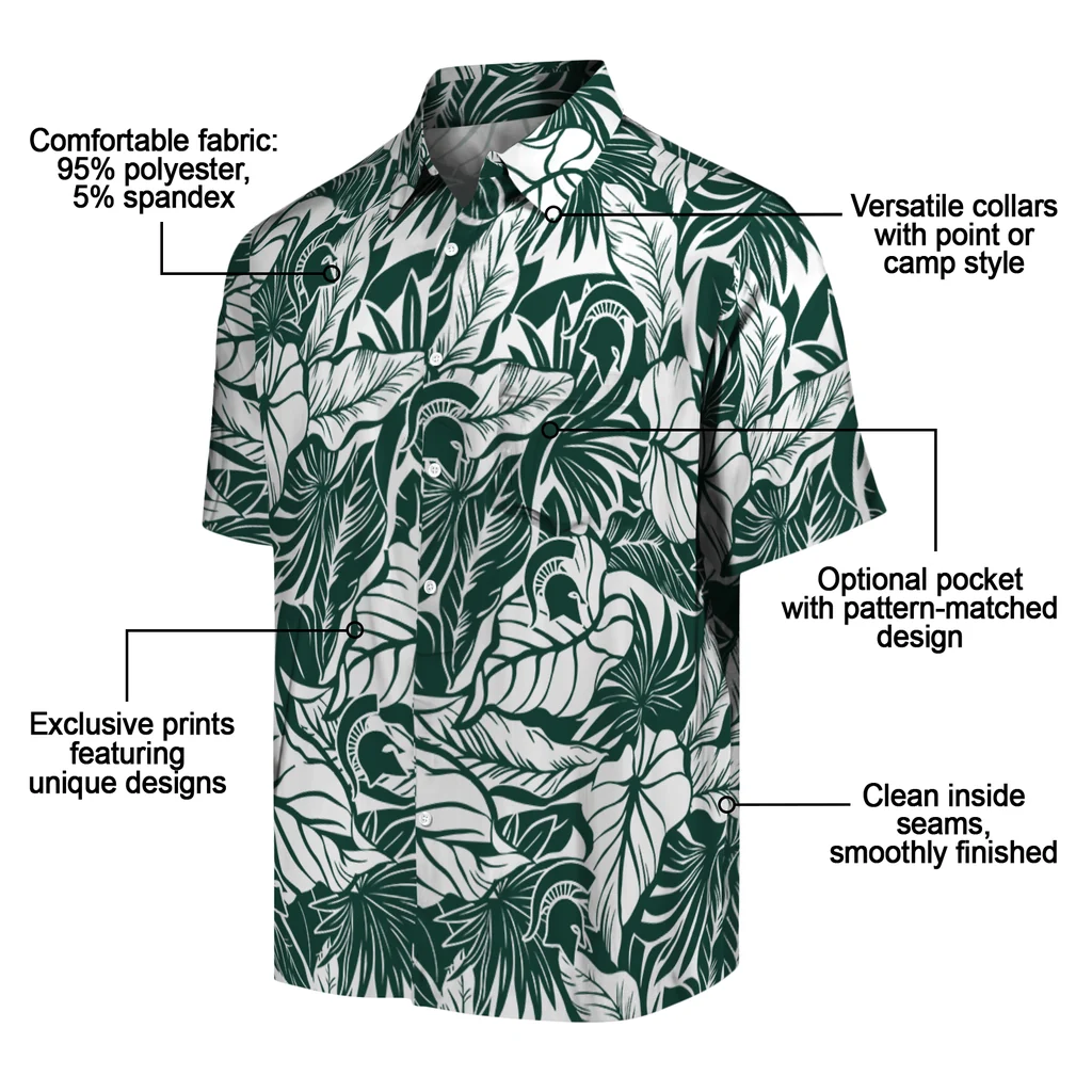 Michigan State Spartans Hawaiian Shirt - Monstera Layer michigan state spartans monstera layer green hawaiian shirts new arrival