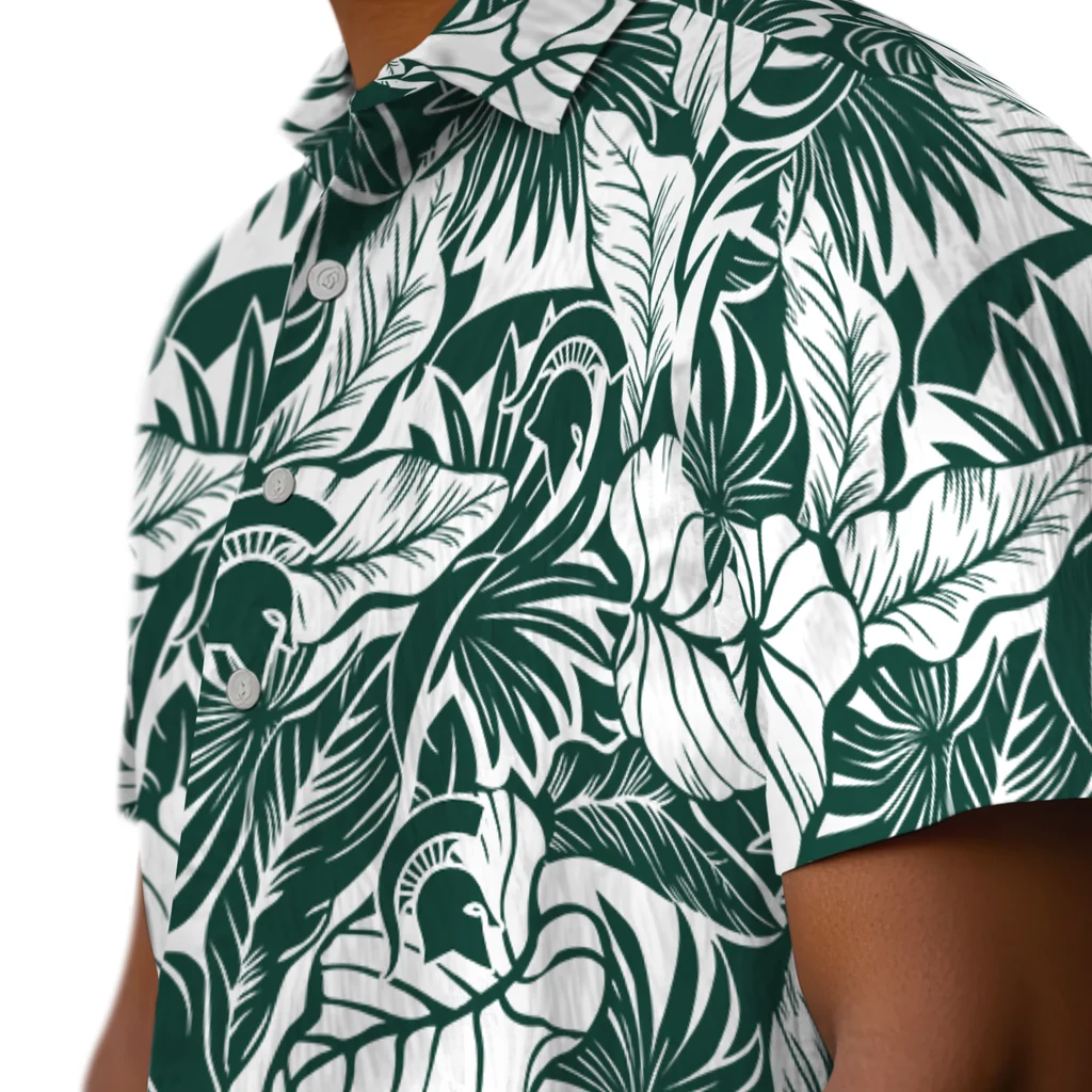 Michigan State Spartans Hawaiian Shirt - Monstera Layer michigan state spartans monstera layer green hawaiian shirts trendy