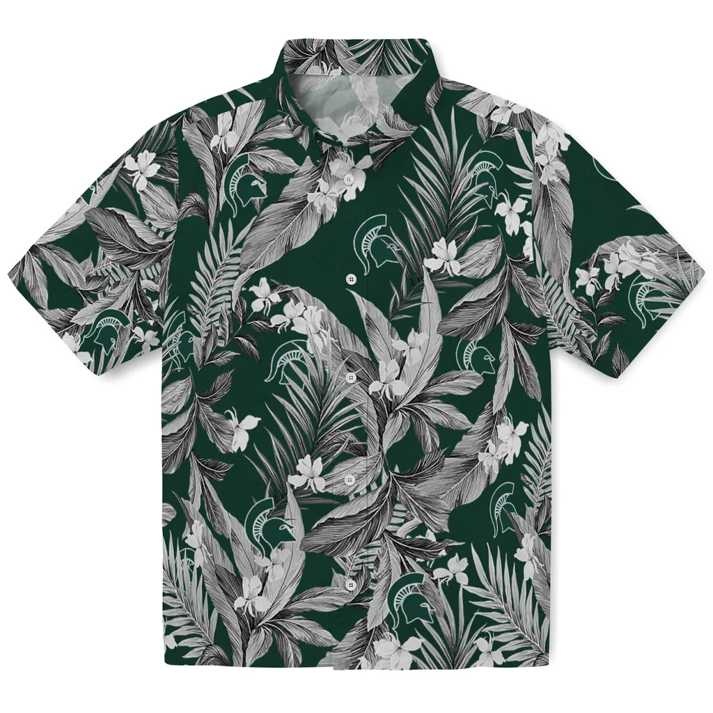 Michigan State Spartans Hawaiian Shirt - Palm Leaves michigan state spartans palm leaves green hawaiian shirts best selling