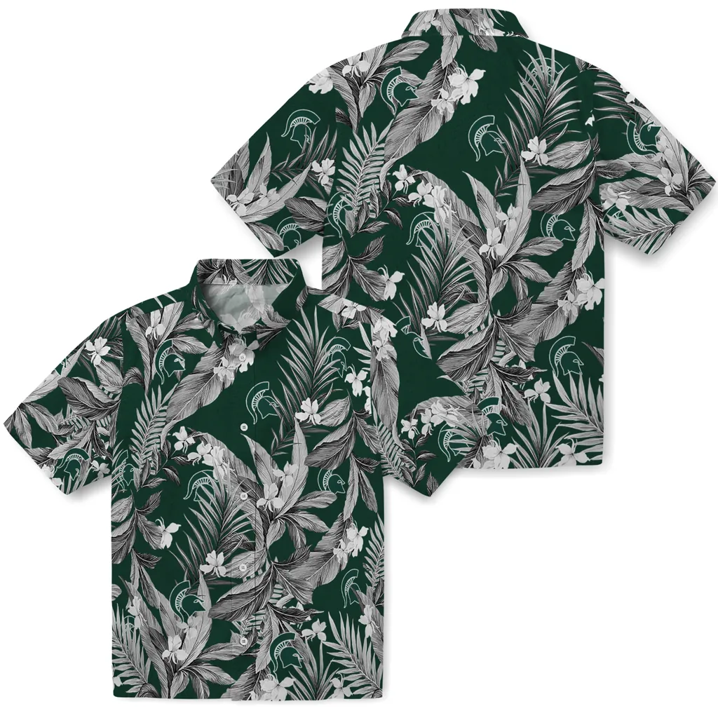Michigan State Spartans Hawaiian Shirt - Palm Leaves michigan state spartans palm leaves green hawaiian shirts high quality