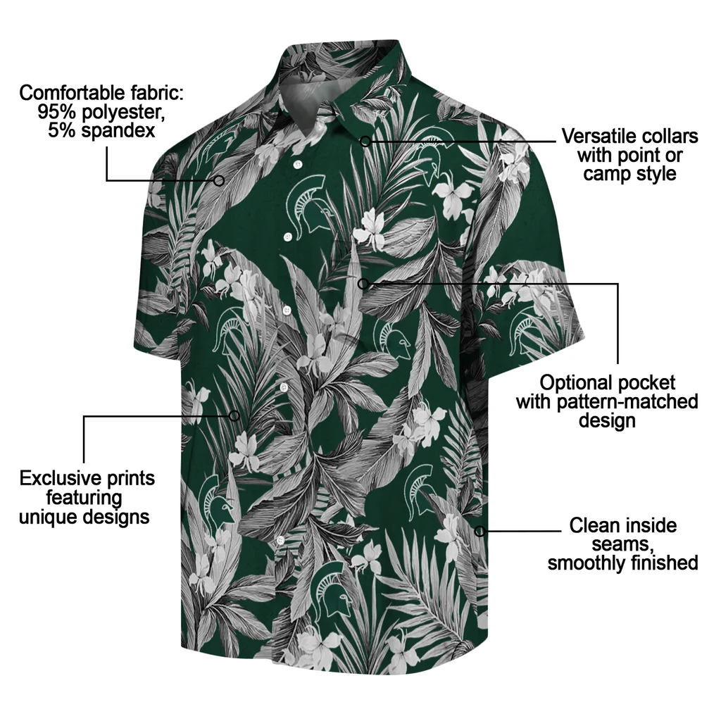 Michigan State Spartans Hawaiian Shirt - Palm Leaves michigan state spartans palm leaves green hawaiian shirts new arrival