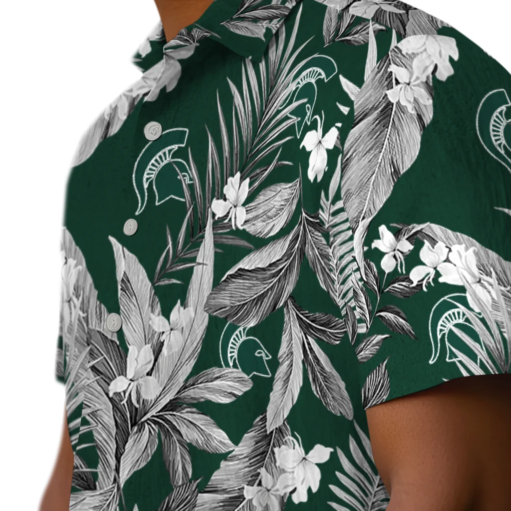 Michigan State Spartans Hawaiian Shirt - Palm Leaves michigan state spartans palm leaves green hawaiian shirts trendy