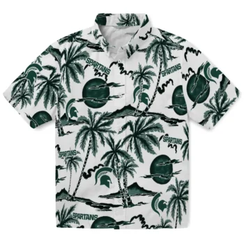 michigan state spartans palm sunset hawaiian shirts best selling