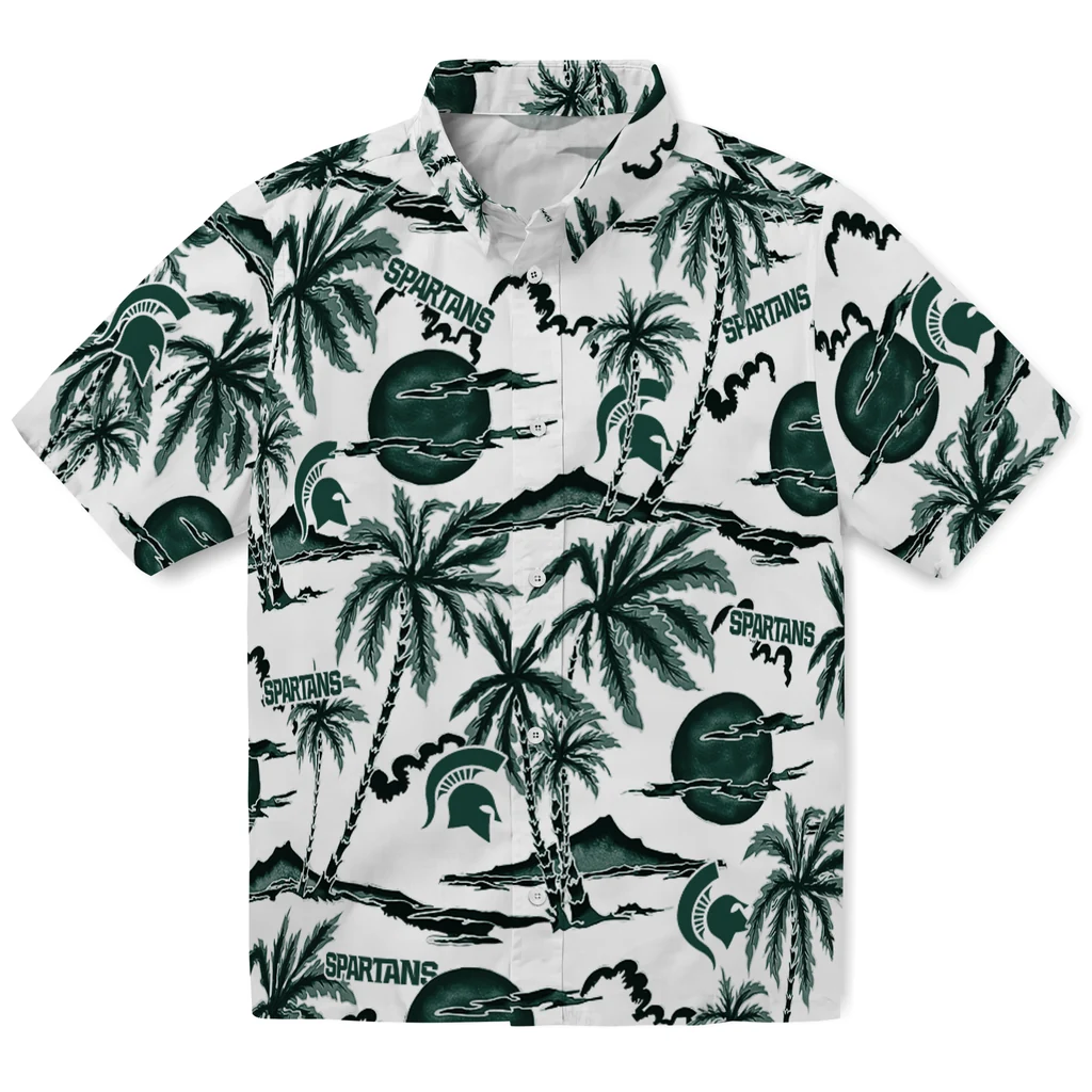 Michigan State Spartans Hawaiian Shirt - Palm Sunset michigan state spartans palm sunset hawaiian shirts best selling