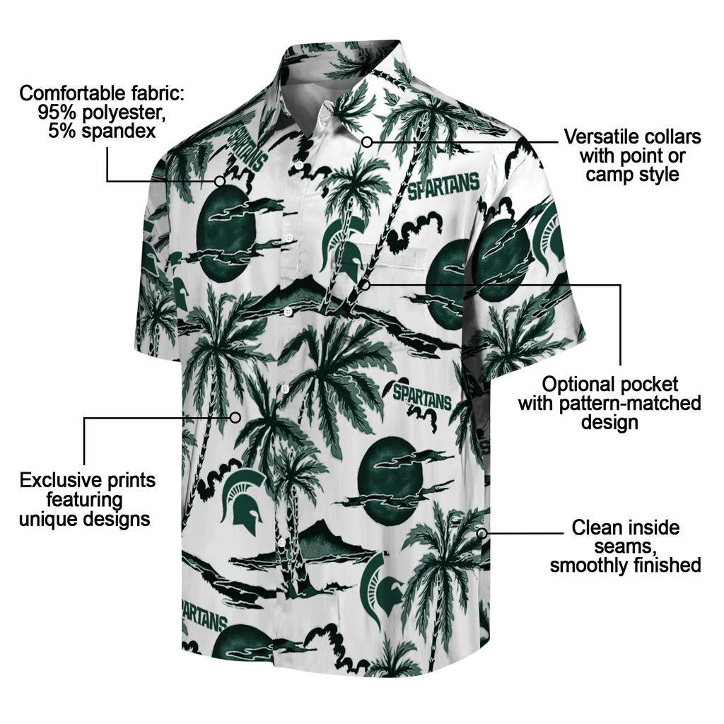 Michigan State Spartans Hawaiian Shirt - Palm Sunset michigan state spartans palm sunset hawaiian shirts new arrival