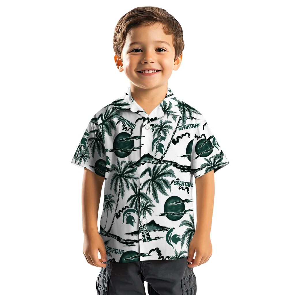 Michigan State Spartans Hawaiian Shirt - Palm Sunset michigan state spartans palm sunset hawaiian shirts top rated