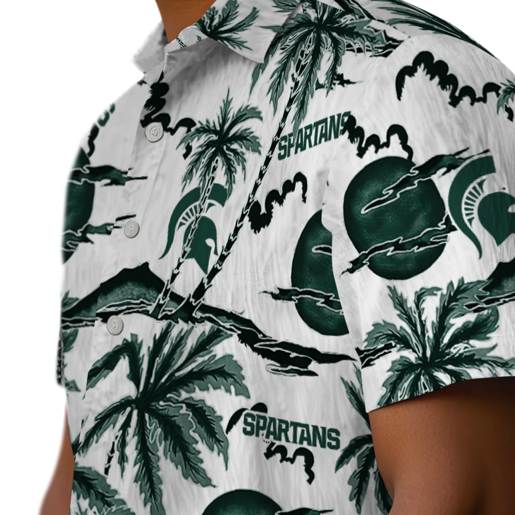 Michigan State Spartans Hawaiian Shirt - Palm Sunset michigan state spartans palm sunset hawaiian shirts trendy