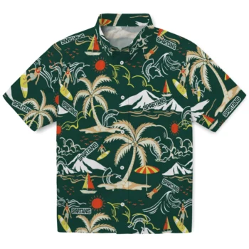 michigan state spartans palm tree island green hawaiian shirts best selling