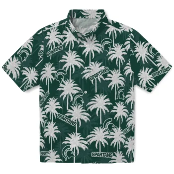 michigan state spartans palm grove green hawaiian shirts best selling