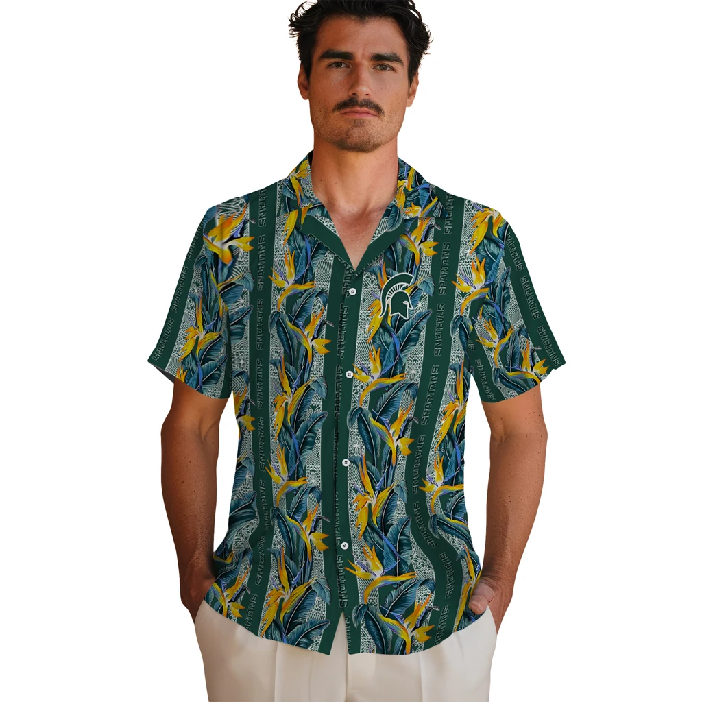 Michigan State Spartans Hawaiian Shirt - Paradise Vines michigan state spartans paradise vines green hawaiian shirts fashion forward