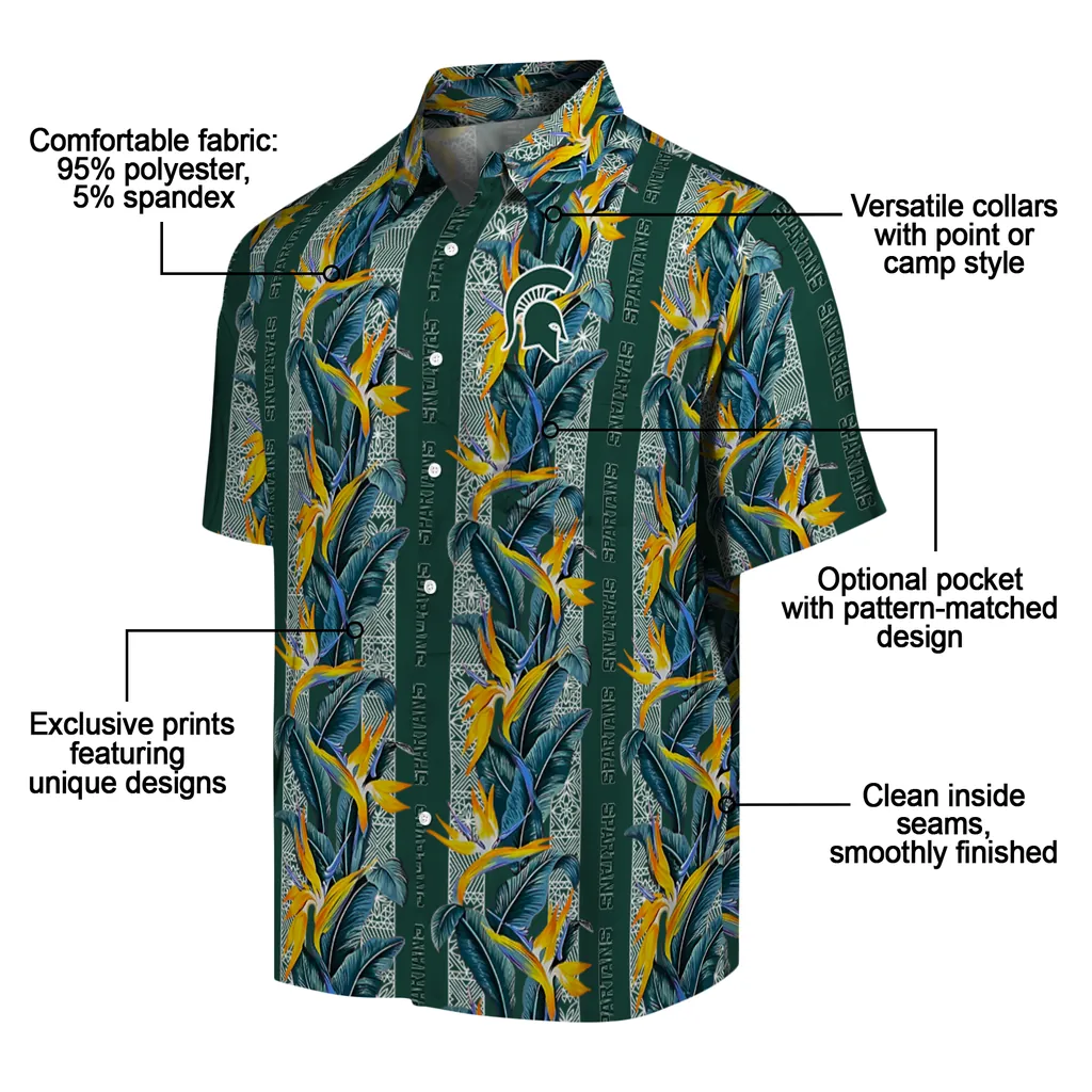 Michigan State Spartans Hawaiian Shirt - Paradise Vines michigan state spartans paradise vines green hawaiian shirts new arrival