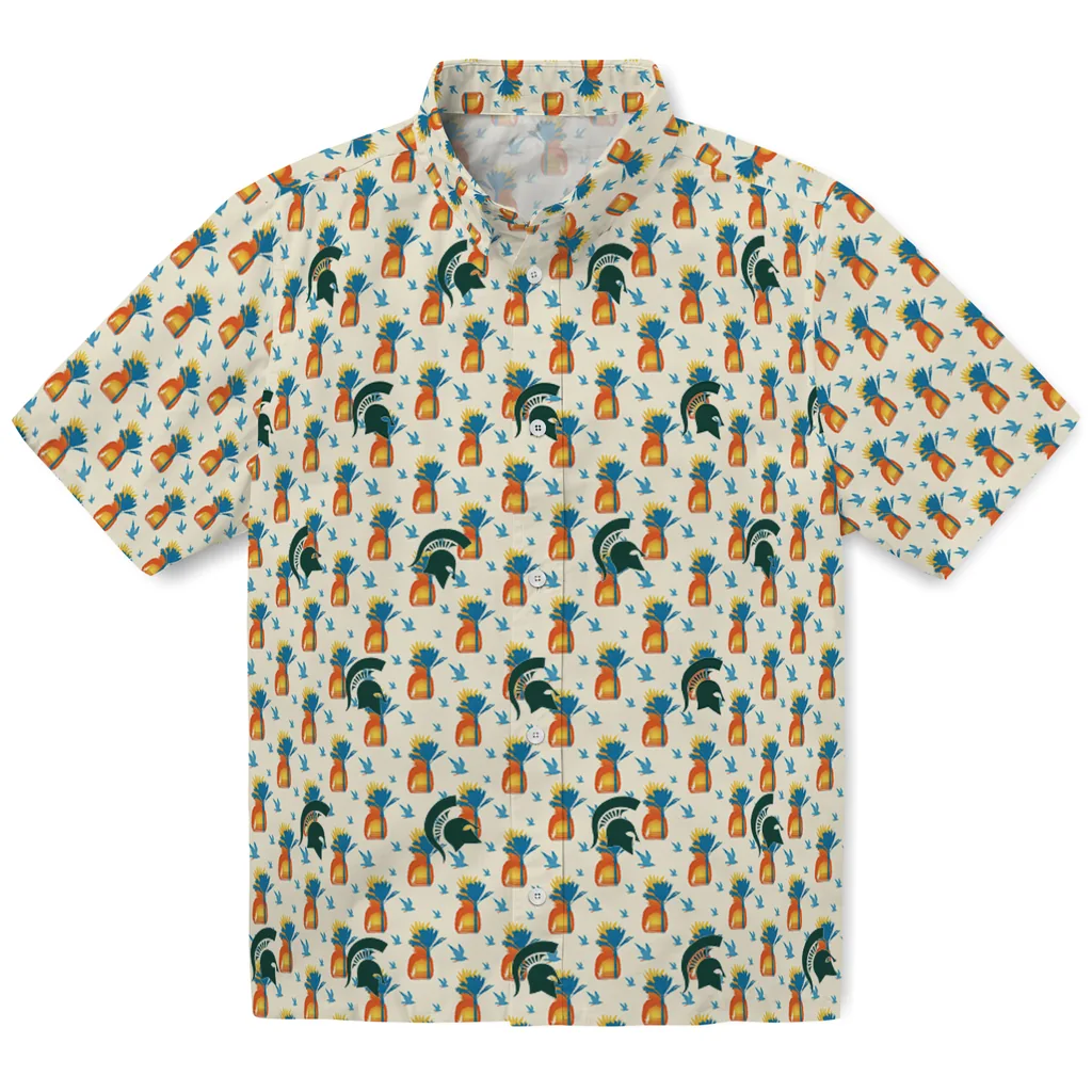 Michigan State Spartans Hawaiian Shirt - Pineapple Delight michigan state spartans pineapple delight beige hawaiian shirts best selling