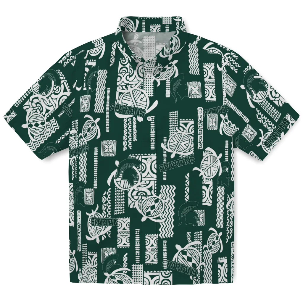 Michigan State Spartans Hawaiian Shirt - Turtle Lines michigan state spartans turtle lines green hawaiian shirts best selling