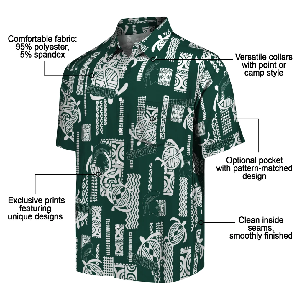 Michigan State Spartans Hawaiian Shirt - Turtle Lines michigan state spartans turtle lines green hawaiian shirts new arrival