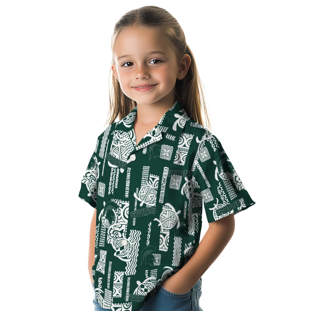 Michigan State Spartans Hawaiian Shirt - Turtle Lines michigan state spartans turtle lines green hawaiian shirts premium grade