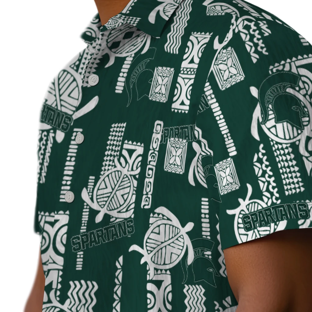 Michigan State Spartans Hawaiian Shirt - Turtle Lines michigan state spartans turtle lines green hawaiian shirts trendy