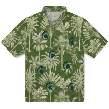 michigan state spartans palm shadows green hawaiian shirts best selling