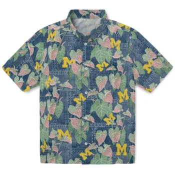 michigan wolverines anthurium overlay blue hawaiian shirts best selling
