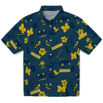 michigan wolverines beach vibe navy hawaiian shirts best selling
