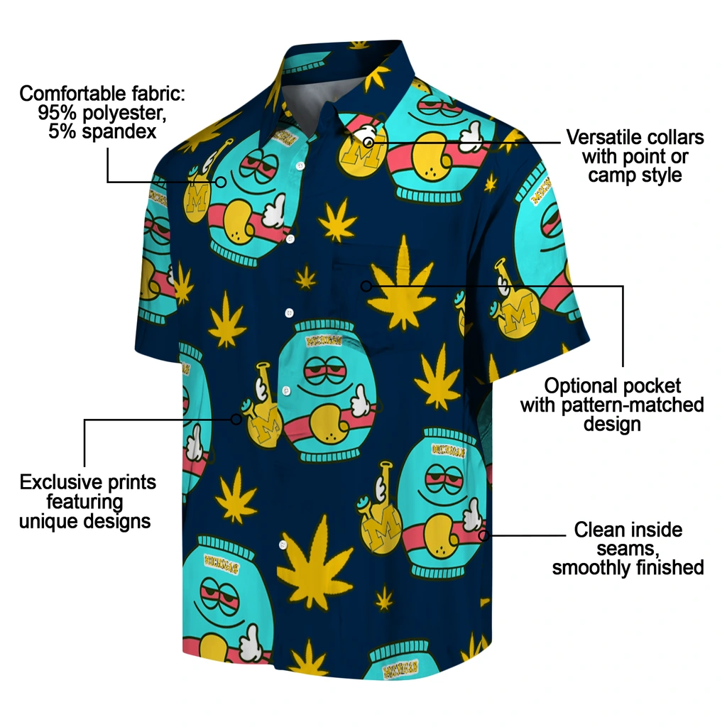 Michigan Wolverines Hawaiian Shirt - Chill Vibe michigan wolverines bong smile blue hawaiian shirts new arrival