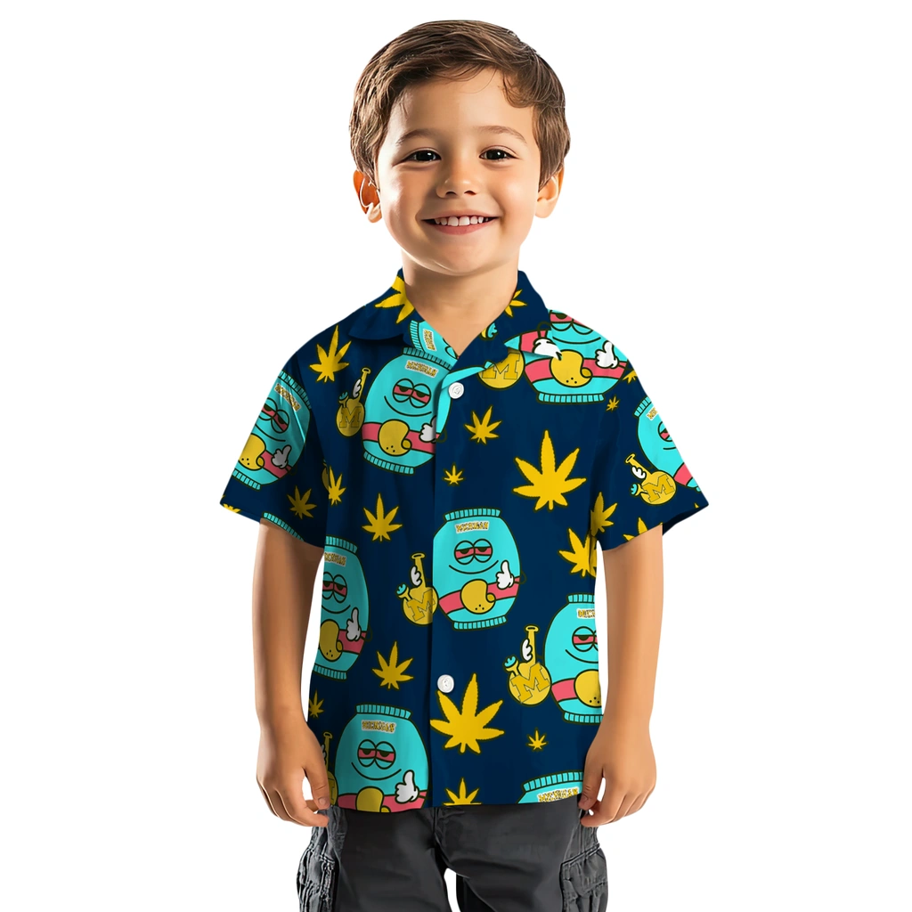 Michigan Wolverines Hawaiian Shirt - Chill Vibe michigan wolverines bong smile blue hawaiian shirts top rated