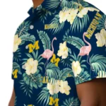 Michigan Wolverines Hawaiian Shirt – Flamingo and Hibiscus