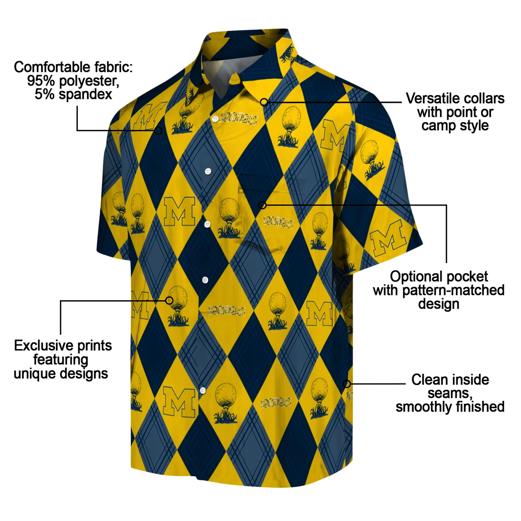 Michigan Wolverines Hawaiian Shirt - Golfing Plaid michigan wolverines balloon plaid blue hawaiian shirts new arrival