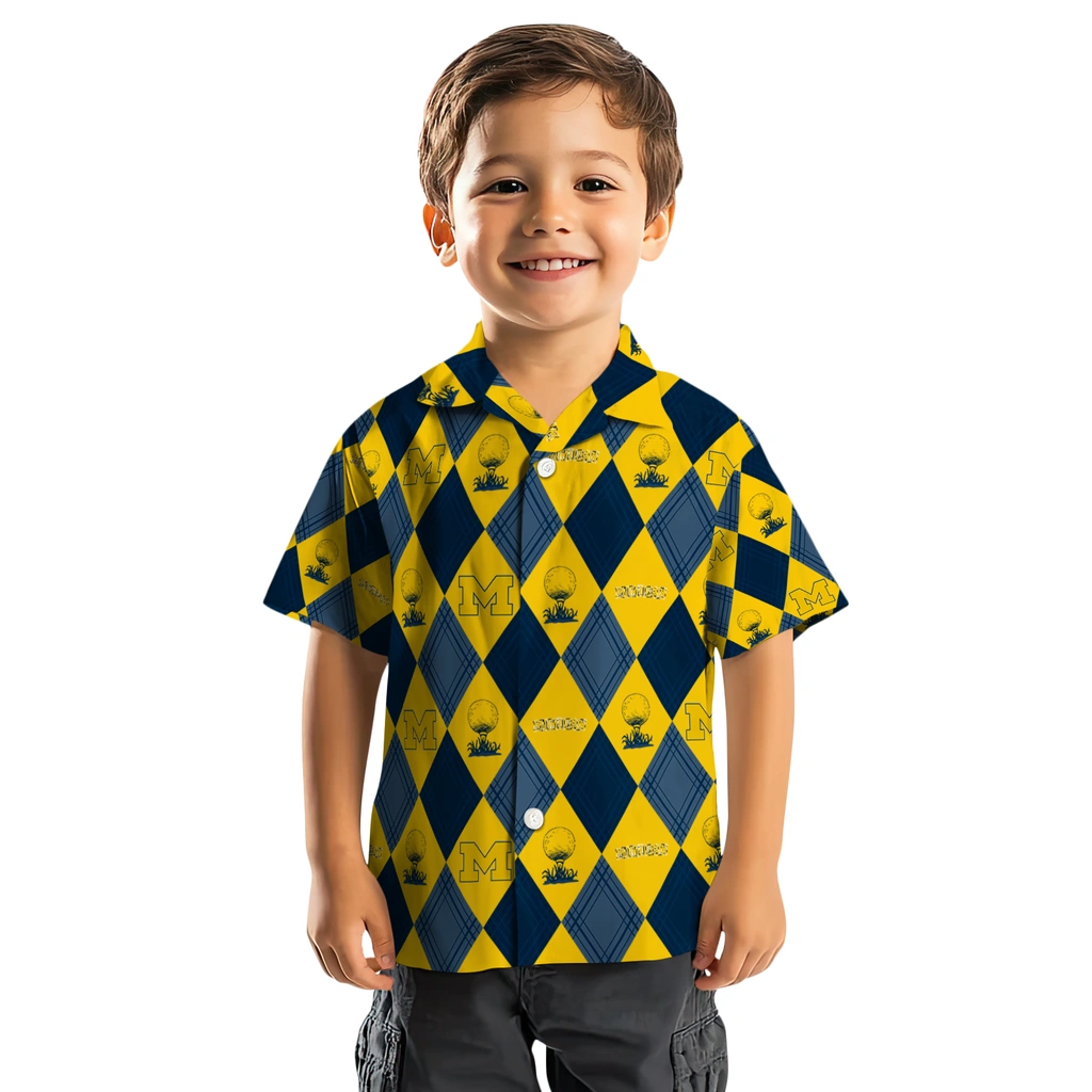 Michigan Wolverines Hawaiian Shirt - Golfing Plaid michigan wolverines balloon plaid blue hawaiian shirts top rated